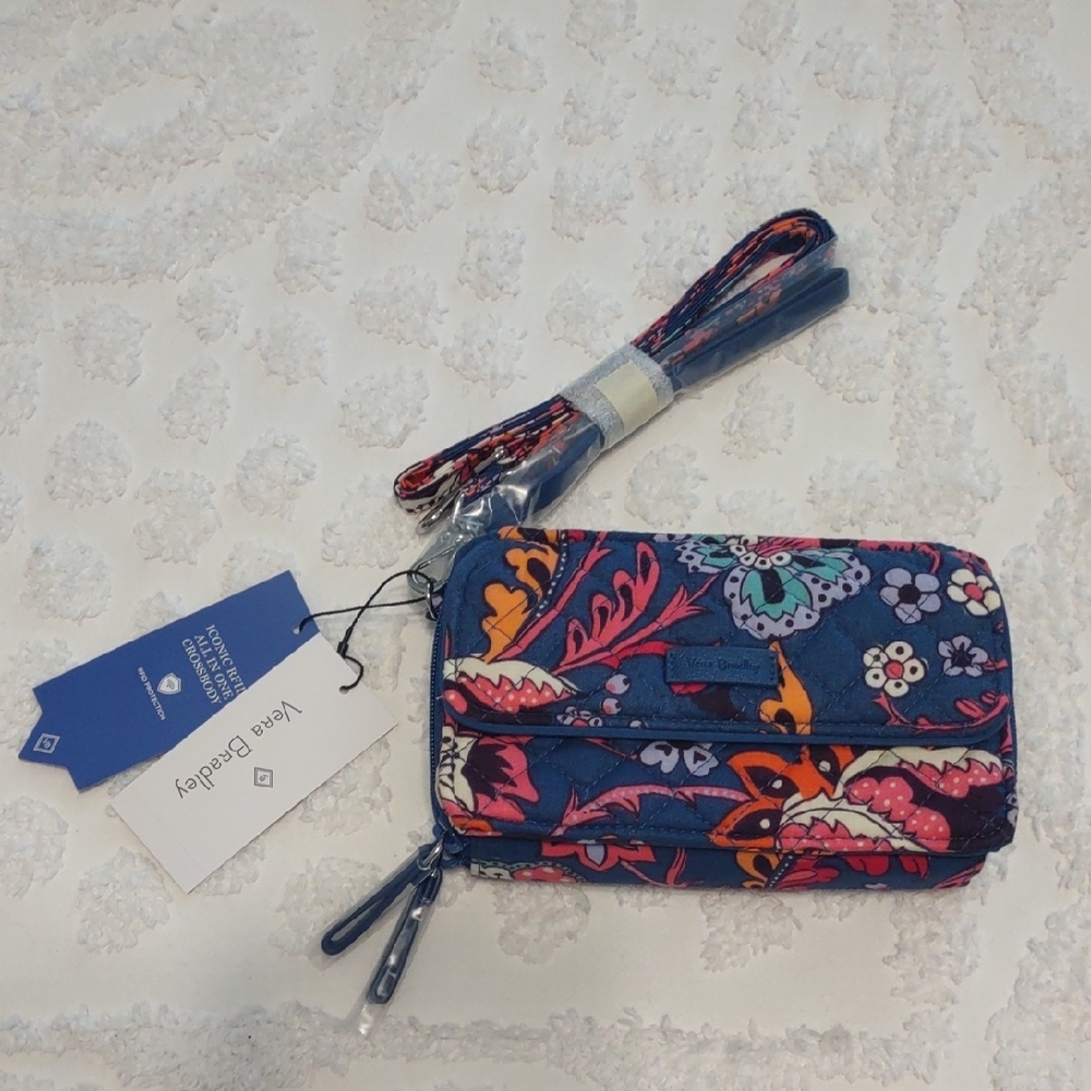 Vera Bradley Iconic RFID All In One Crossbody Dragon Fruit Floral NWT
